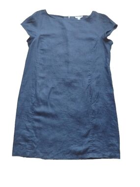 New  Eileen Fisher Organic Linen Dress M Navy Blue Shift